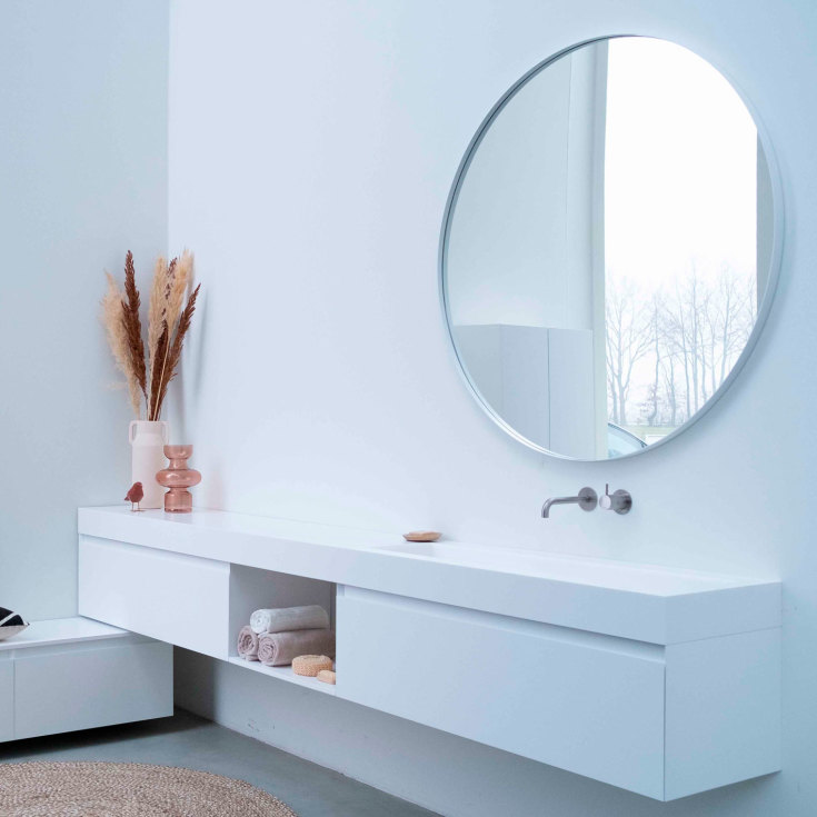 Sanibell Proline speil, Ø100 cm, matt hvit