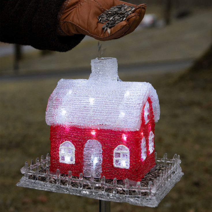 Konstsmide fågelbord, röd/vit