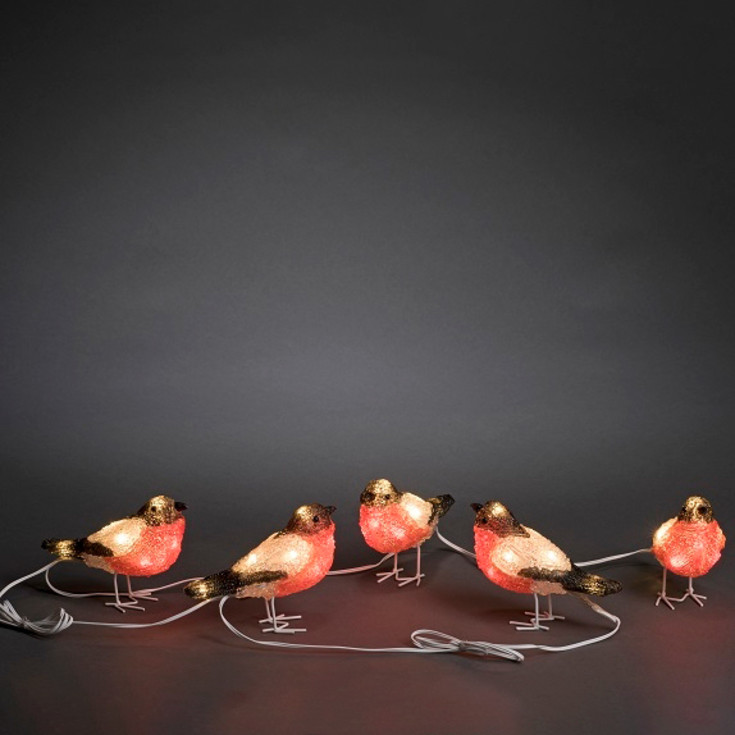 8 stk Konstsmide fugle, rødkælk