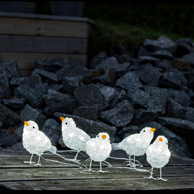 Konstsmide fåglar, vit/klar