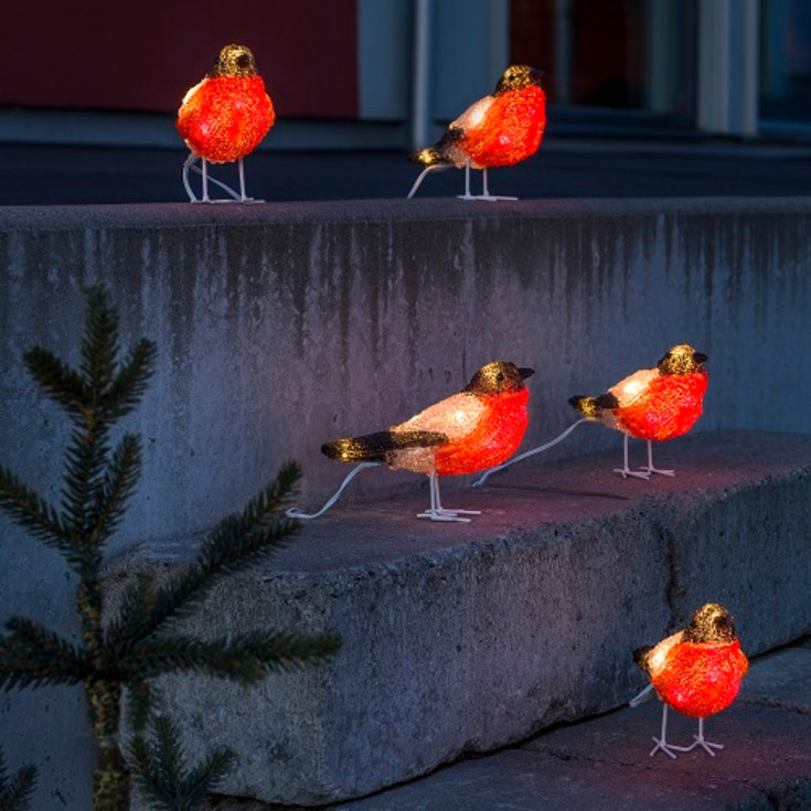 8 stk Konstsmide fugle, rødkælk