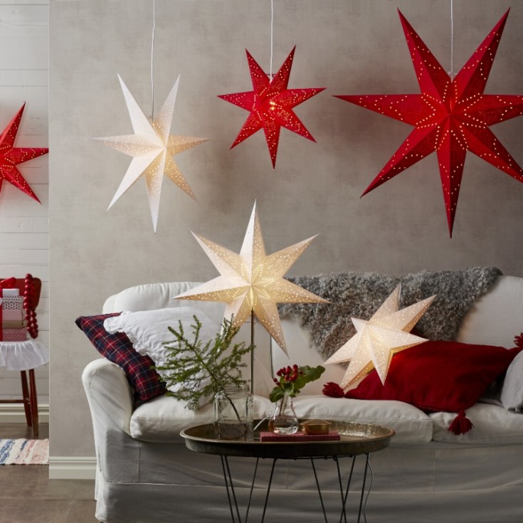 Star Trading Sensy adventsstjärna med ljus, 51 cm, röd