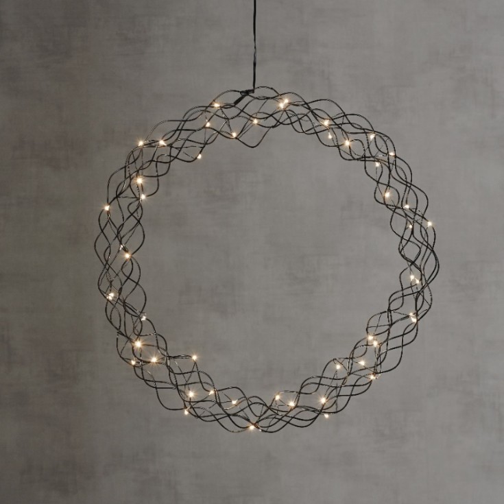 Star Trading Curly juledekorasjon, Ø48 cm, sort