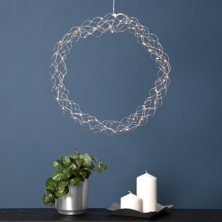 Star Trading Curly juledekorasjon, Ø48 cm, krom