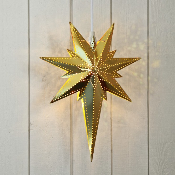 9 st Star Trading Betlehem adventsstjärna med ljus, 25 cm, mässing