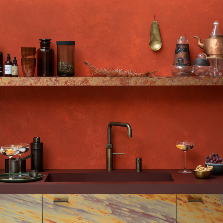 Quooker Fusion Square kjøkkenkran, med PRO3 beholder, aldret messing