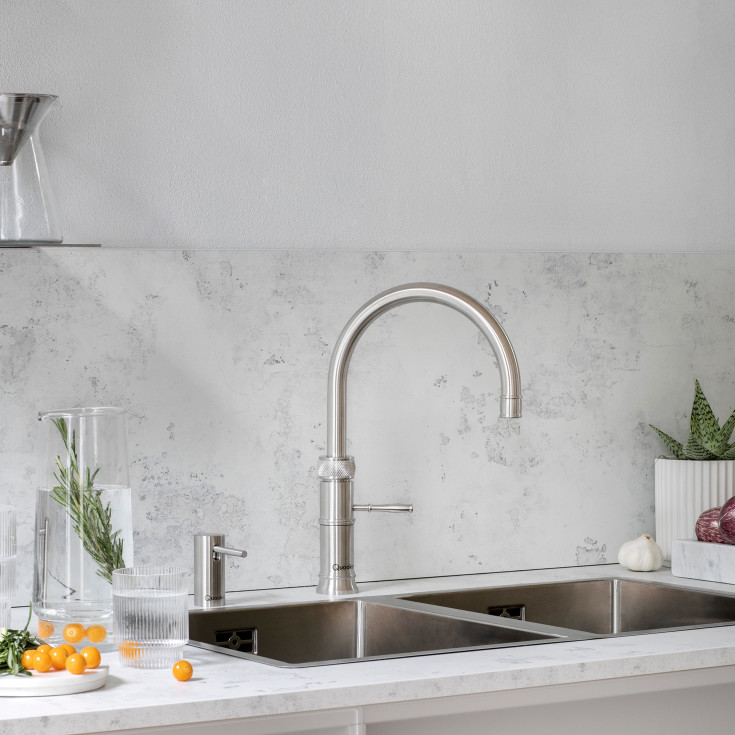 Quooker Classic Fusion Round kjøkkenkran, med PRO3 beholder, stål