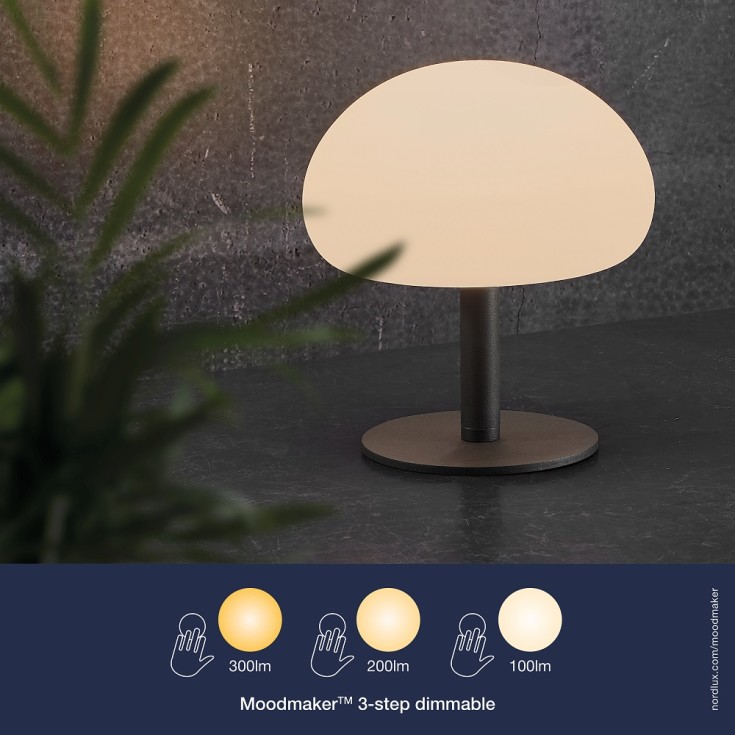 3 stk Nordlux Sponge genopladelig udendørs bordlampe, Ø20 cm