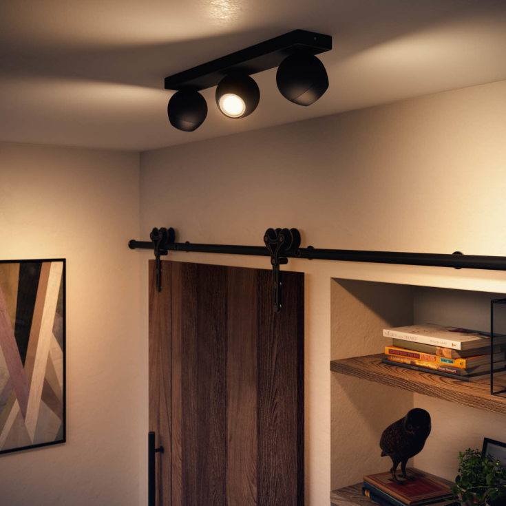 Philips Hue Buckram spotter i tak, sort