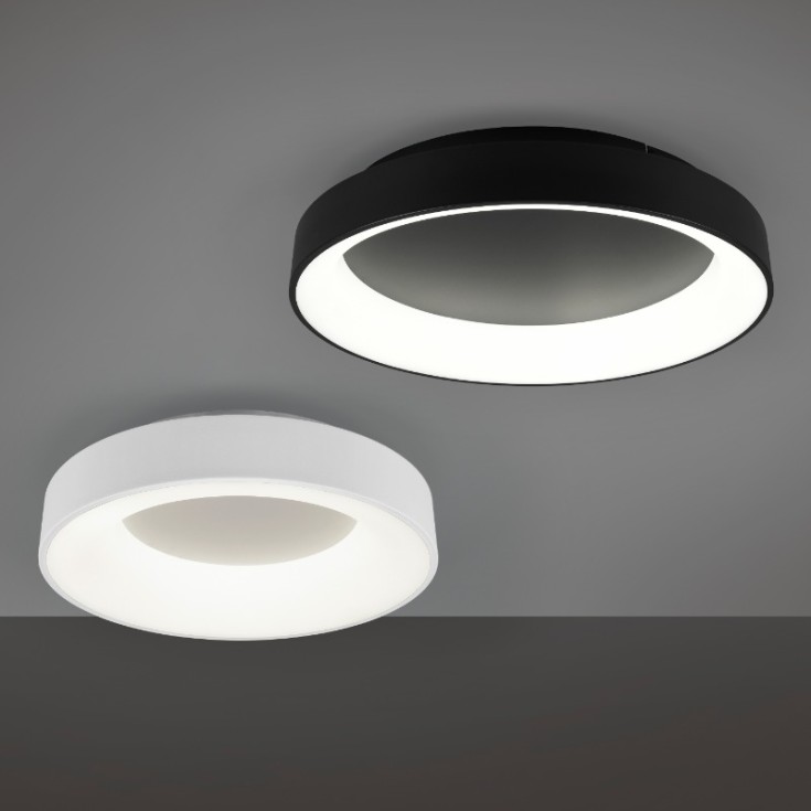 Trio Lighting Girona plafond, sort, Ø45 cm