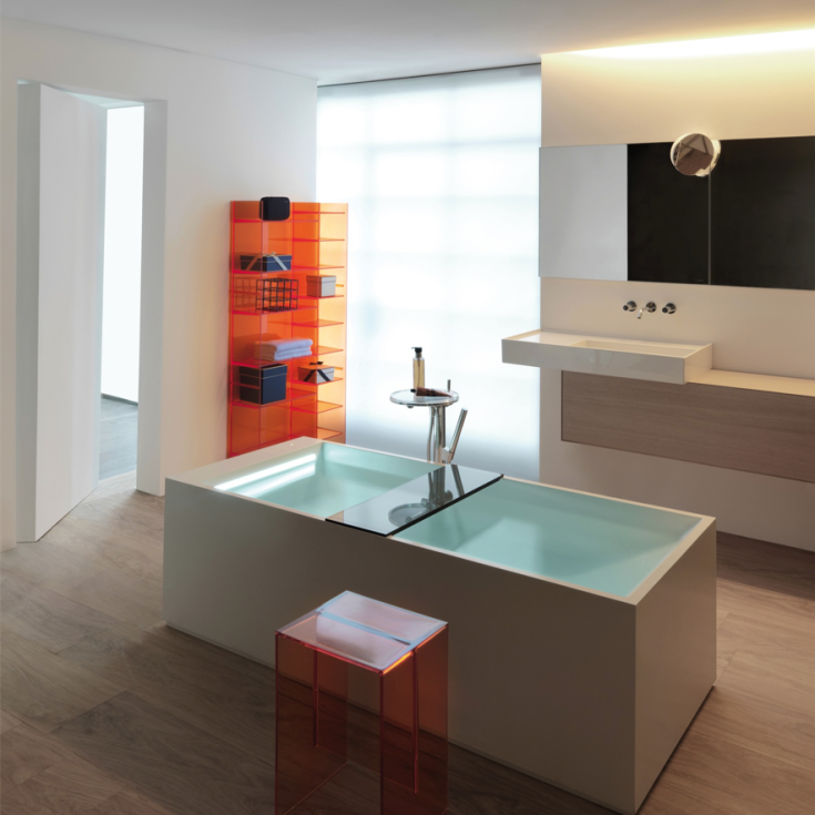 Kartell Laufen hylde til badekar, 75 cm, grå