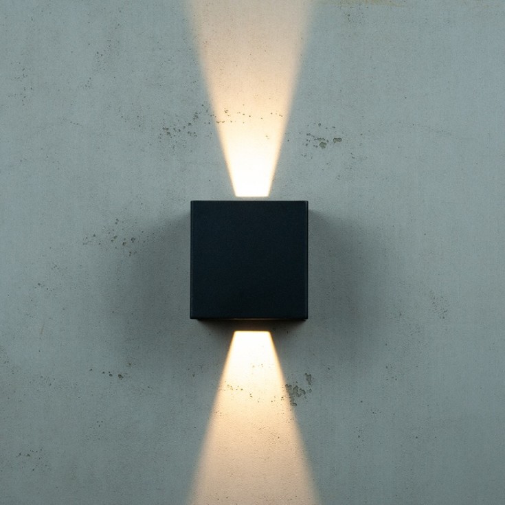 Venus vegglampe, utendørs, 6W, 3000K, 270 lumen, antrasitt