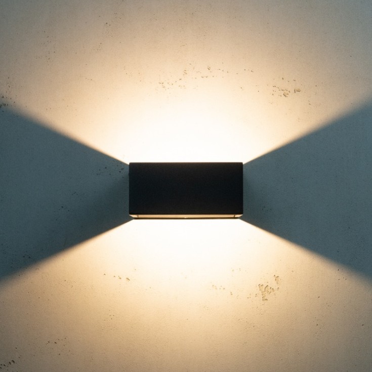 Jupiter vegglampe, utendørs, 6W, 3000K, 250 lumen, Ø162, antrasitt