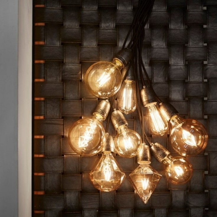 Nielsen Light E27 globepære, zigzag, røgfarvet