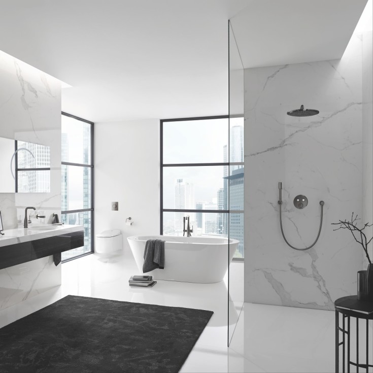 Grohe Rainshower Cosmopolitan brusehoved, Ø31 cm, vandbesparende, børstet sort krom