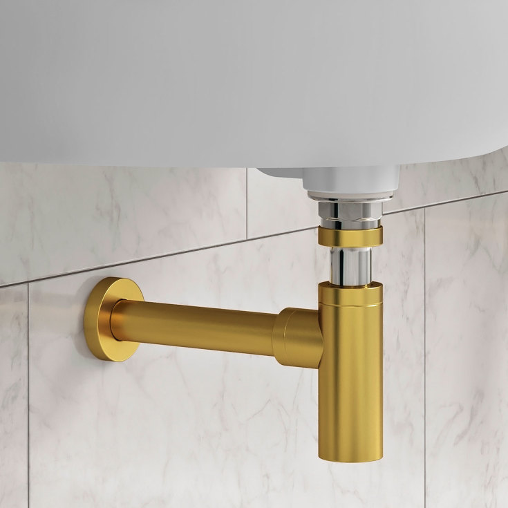 Gustavsberg Round vattenlås, borstad mässing