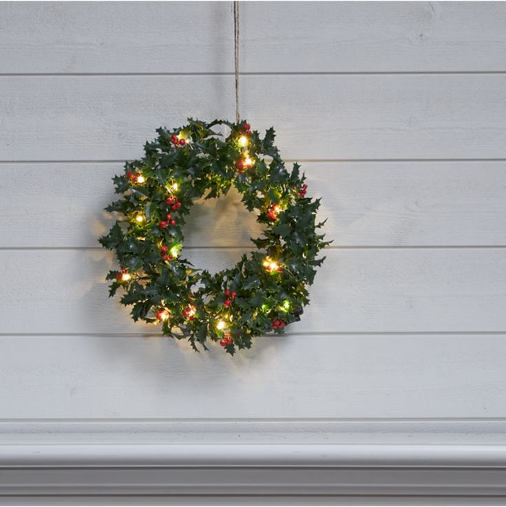 Star Trading Holly julekrans med lys