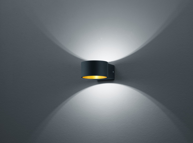 Trio Lighting Lacapo vegglampe, sort/gull