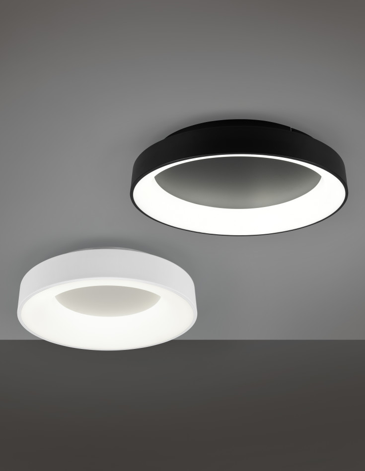 Trio Lighting Girona plafond, sort, Ø60 cm