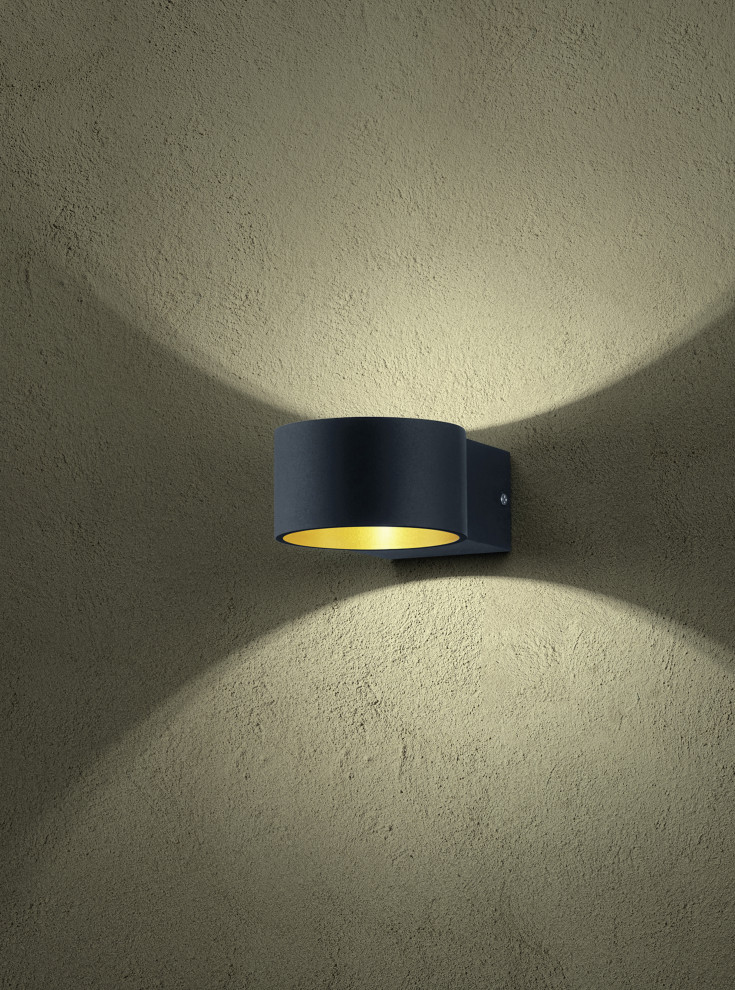 Trio Lighting Lacapo vegglampe, sort/gull