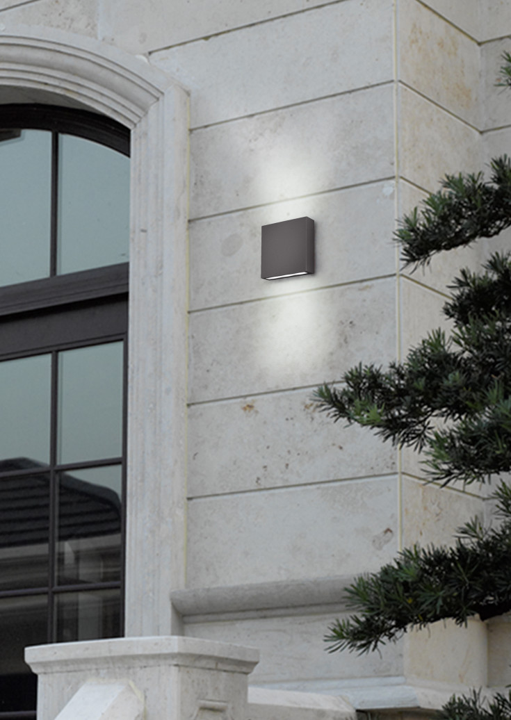 Trio Lighting Thames utendørs vegglampe, antrasitt