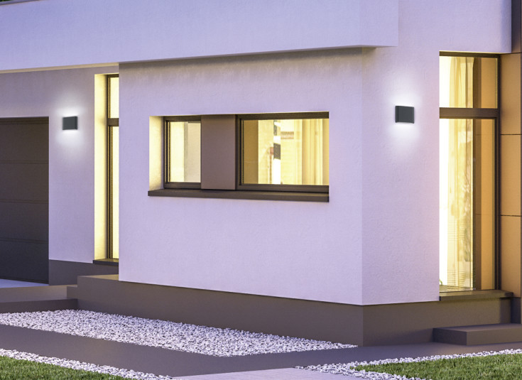 Trio Lighting Thames II utendørs vegglampe, antrasitt, 11 cm