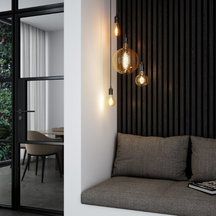 Nordlux Smart Deko E27 globe filamentpære, 4,7W, ravfarvet, Ø20 cm