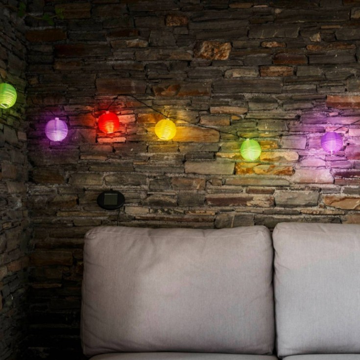 Eglo solcelle rispapirlyskæde, 10 lys, multifarvet