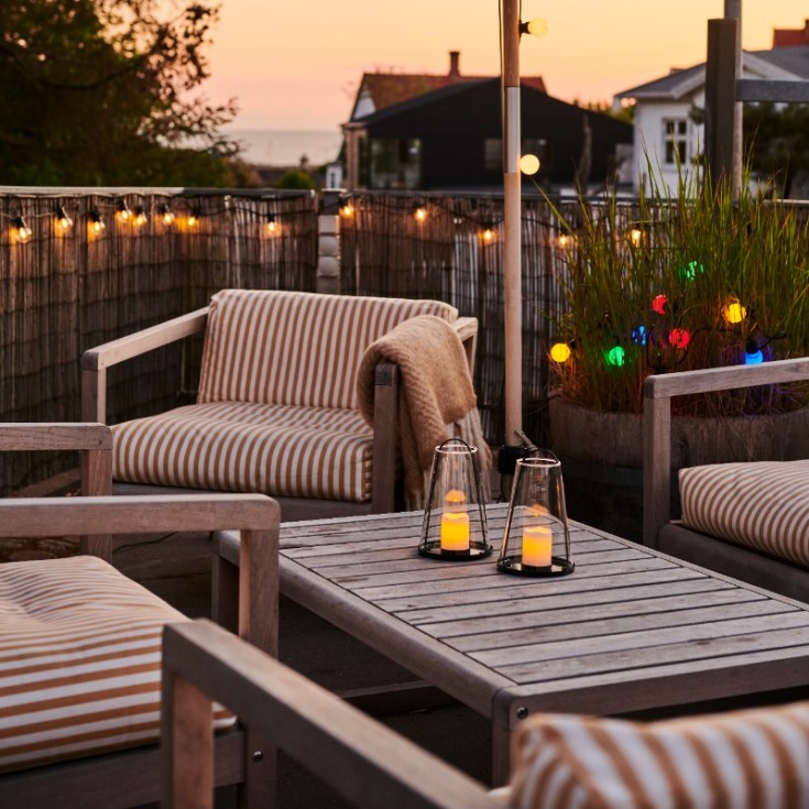 Sirius Lucas solcelle lyskæde, startsæt, farvede pærer