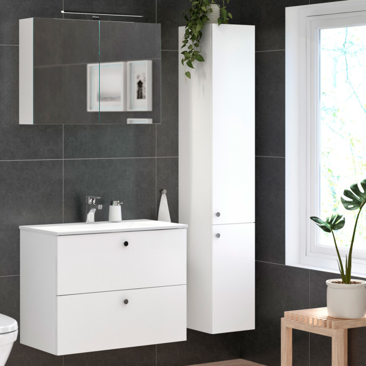 Gustavsberg Graphic Base spegelskåp, 80x55 cm, vit