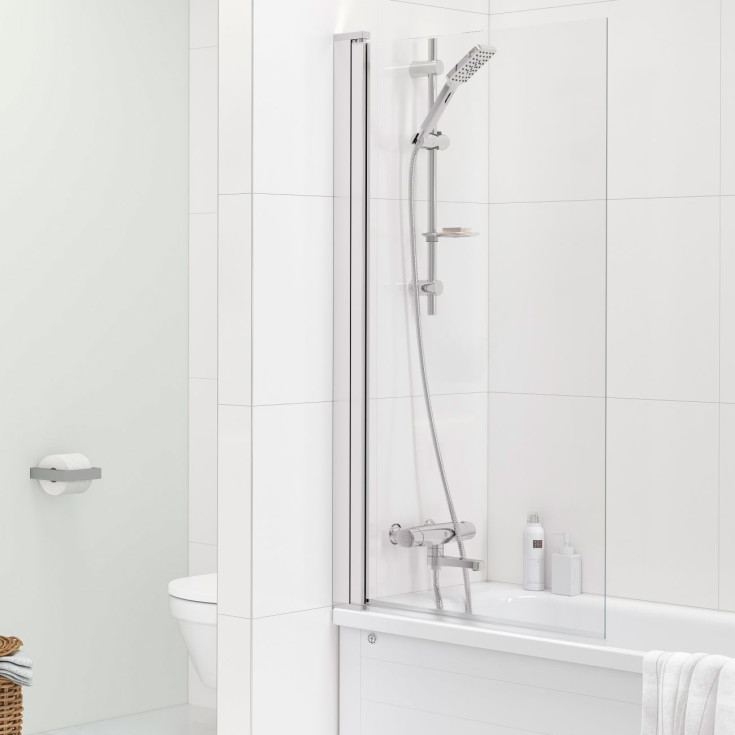 Gustavsberg Square badekarsvæg, 79 cm, klart glas, krom profil