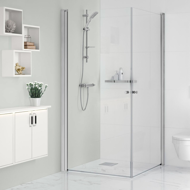 Gustavsberg Square brusehjørne, 89x89 cm, klart glas, krom profil