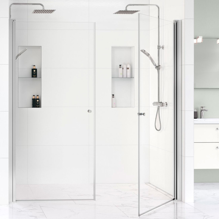 Gustavsberg Square brusehjørne, 89x89 cm, klart glas, krom profil