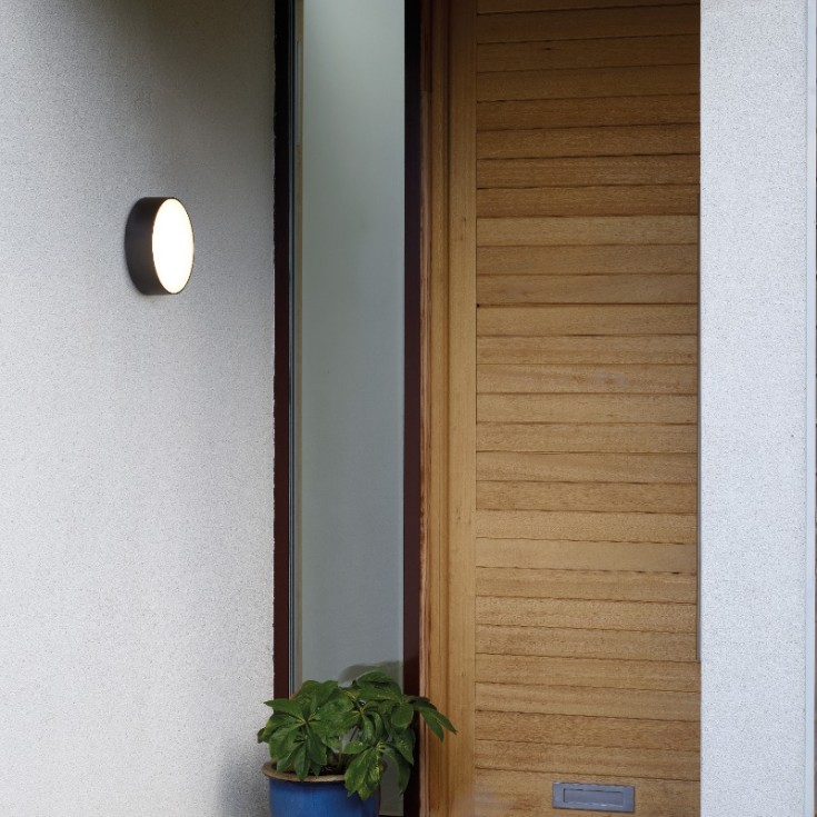 Astro Kea Round udendørs væglampe, sort, Ø25 cm