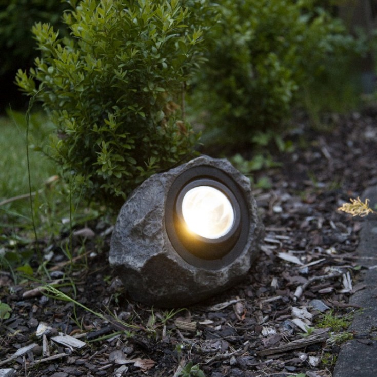 Star Trading Rocky solcellelampe stein, varmt hvitt lys