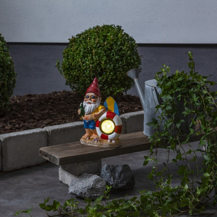 Star Trading Gnomy solcellelampe, nisse på ferie