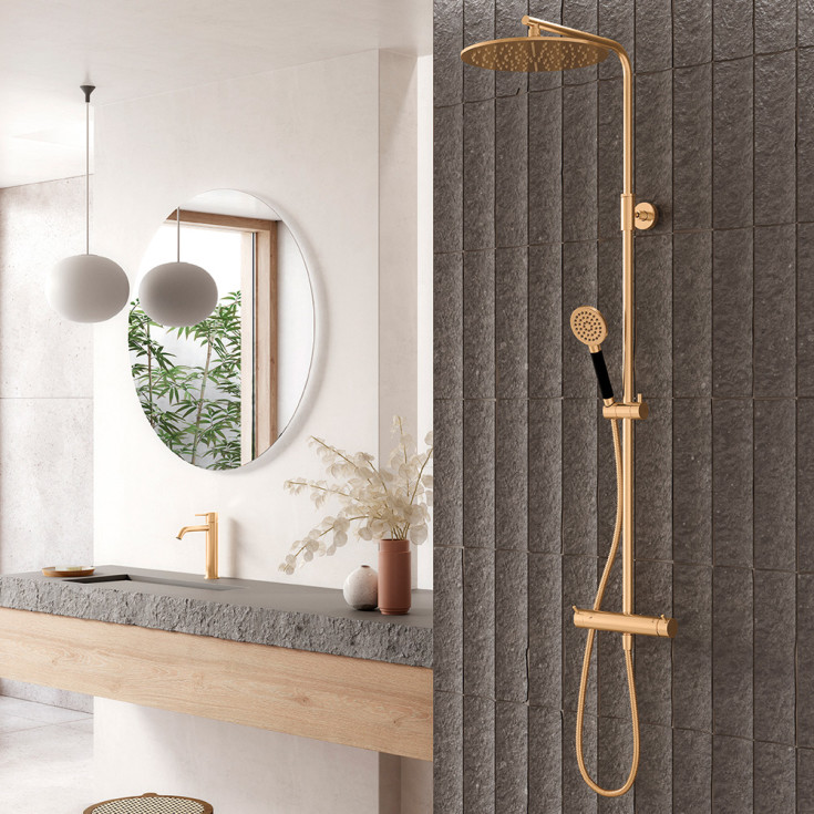 Mora Inxx II Shower System duschset, vattenbesparande borstad mässing