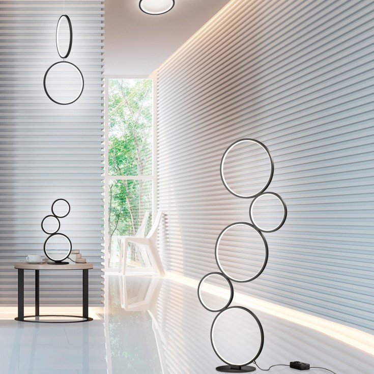 Trio Lighting Rondo gulvlampe, sort, 115 cm