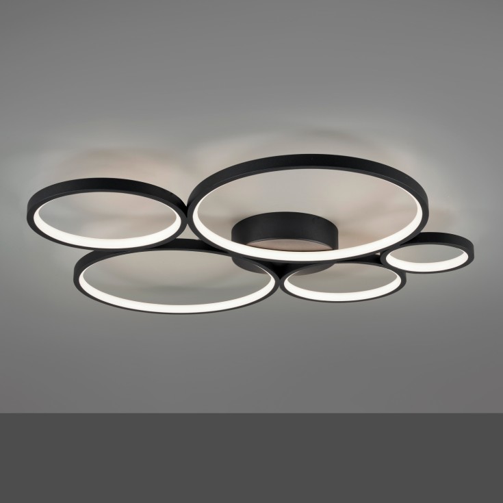 Trio Lighting Rondo taklampe, svart, 59 cm