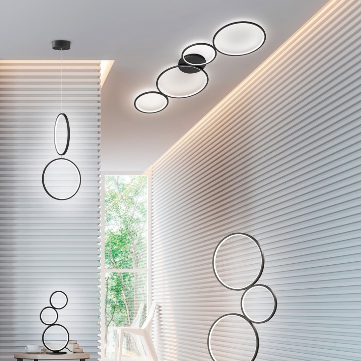 Trio Lighting Rondo loftlampe, sort, 97 cm