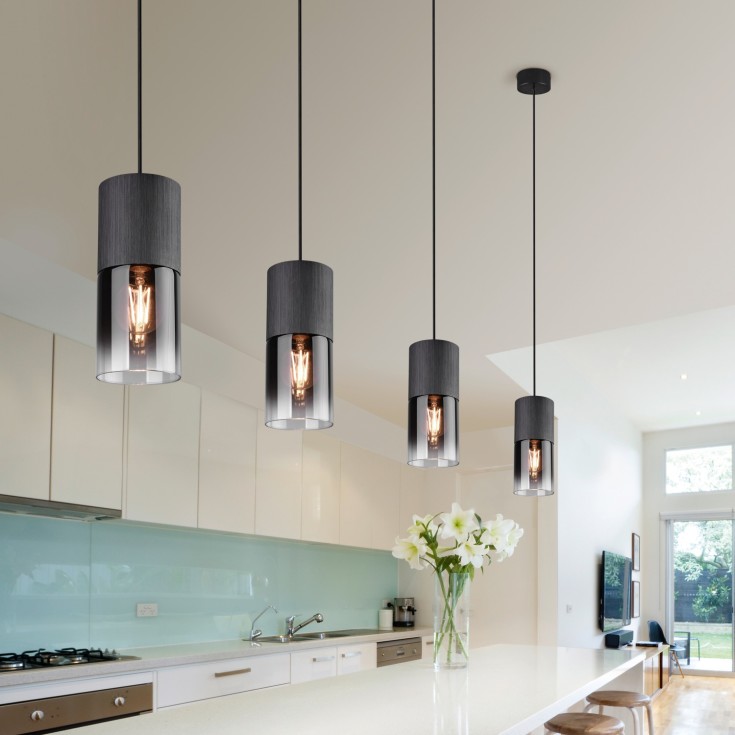 Trio Lighting Robin pendel, sort/røykfarget