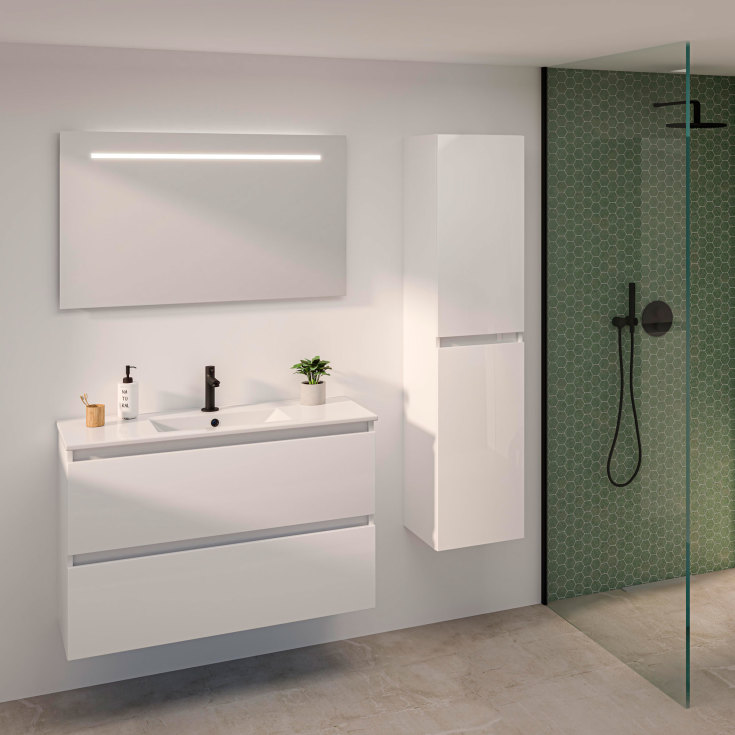 Sanibell Basicline högskåp, 35x150 cm, vit högglans