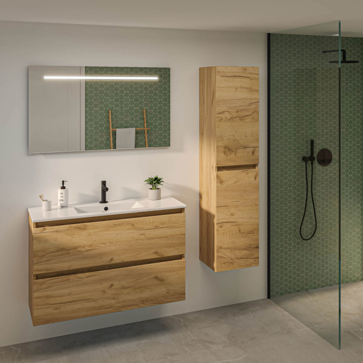 Sanibell Basicline högskåp, 35x150 cm, whisky ek