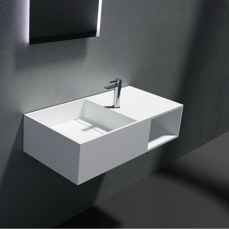 Cassøe tvättställ, 80x40 cm, vänster, matt vit