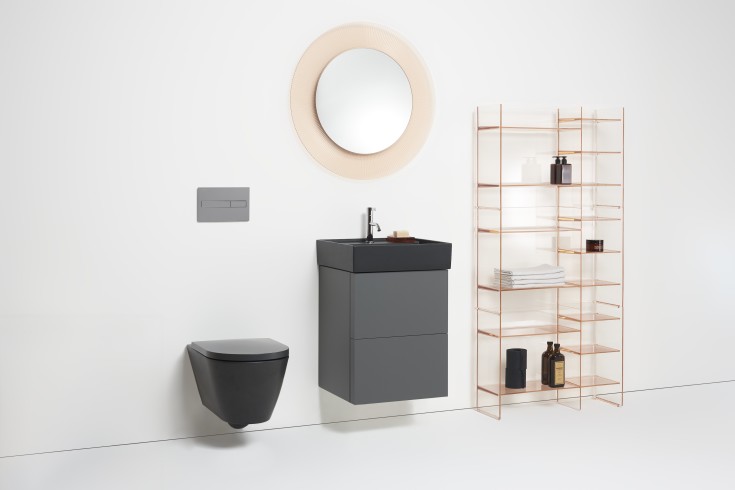 Kartell Laufen væghængt toilet, uden skyllekant, mat sort
