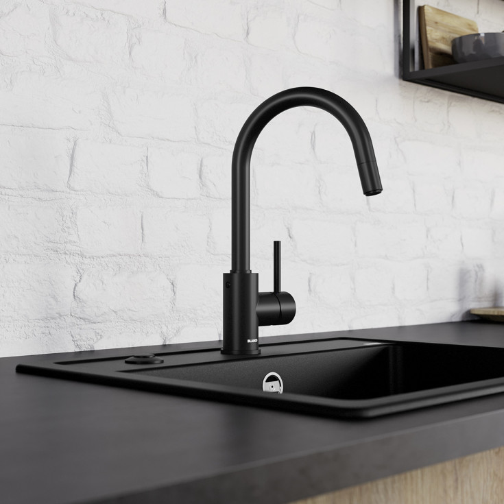Blanco Mida-S køkkenarmatur, udtrækstud, mat sort