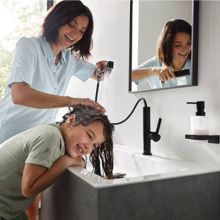 Hansgrohe Finoris 230 håndvaskarmatur, udtrækstud, mat sort