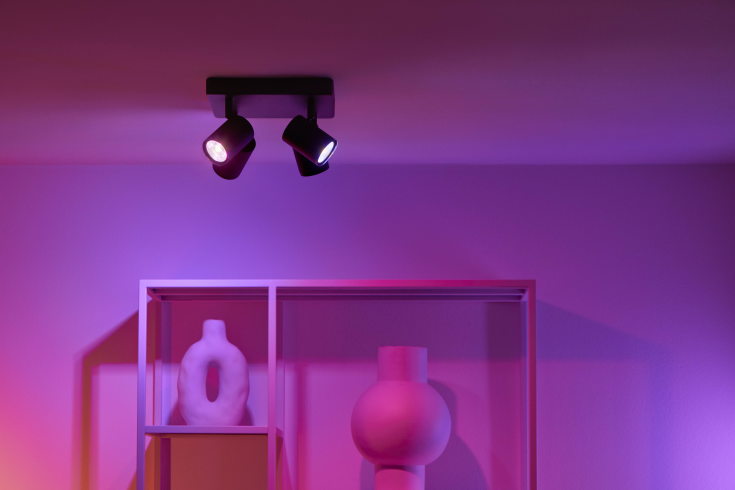 Wiz Imageo rund spotlampe, farveskift + hvid, sort