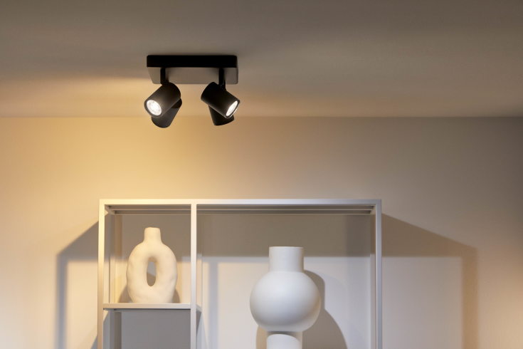 Wiz Imageo rund spotlampe, farveskift + hvid, sort