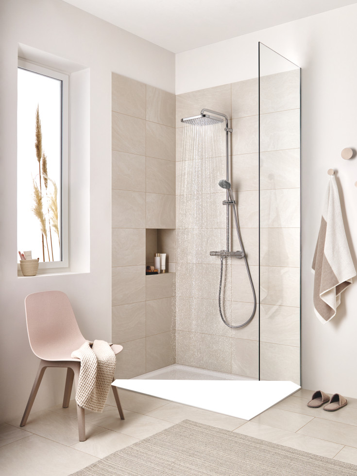 Grohe Vitalio Comfort takdusj, 25x25 cm, vannbesparende, krom